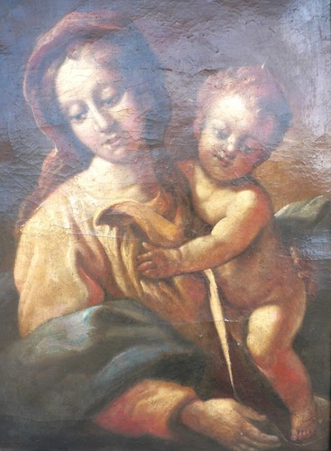 Madonna con bambino olio - "madonna,
