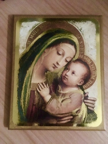 Quadro legno madonna con - in,