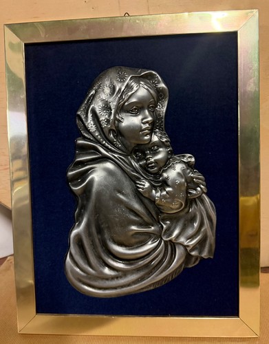 Quadro peltro madonna con - peltro,
