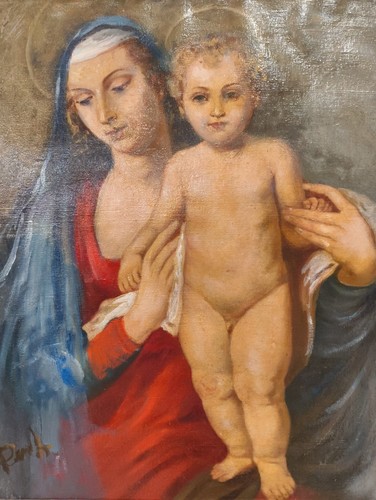 Dipinto olio tela madonna - olio, su