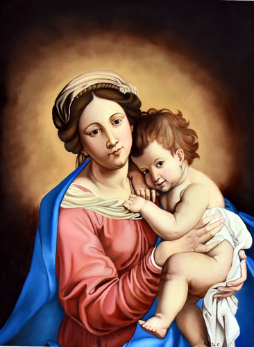 Olio tela madonna con - -,