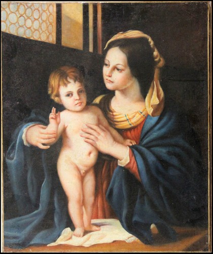 Dipinto olio tela madonna - su,