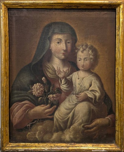 Madonna con bambino olio - con, bambino,